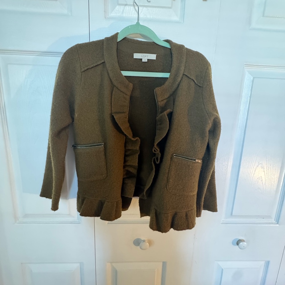 LOFT Olive Ruffle Blazer - Picture 6 of 6